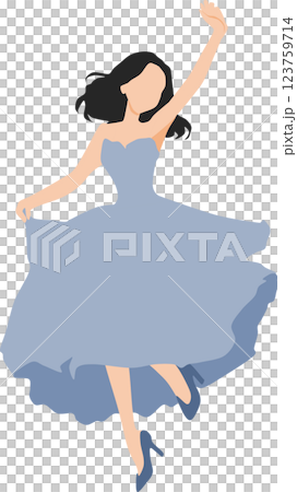 ドレスを着た女性のイラスト 123759714