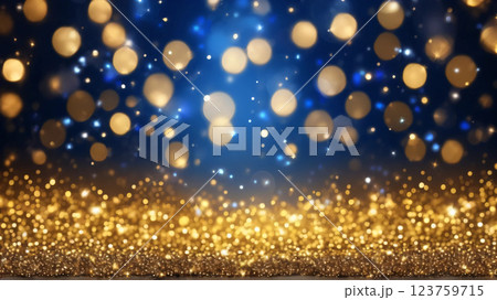 幻想的な金と青の光のボケ背景 幻想的な金と青の光のボケ背景 123759715
