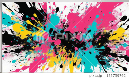 カラフルなペイントスプラッシュ – エネルギッシュな抽象アート 123759762