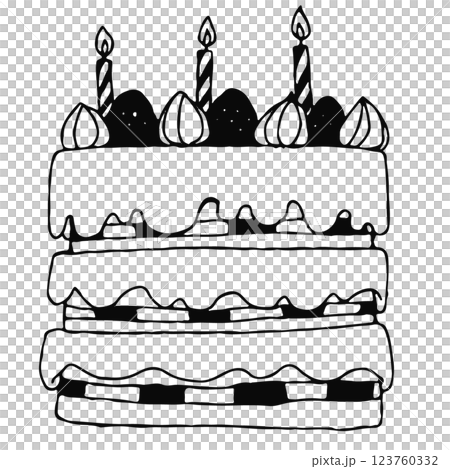 手描きのバースデーケーキ 手描きのバースデーケーキ 123760332