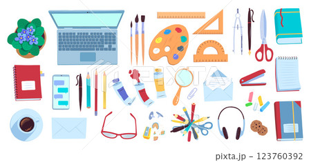 Education and office workplace with laptop Education and office workplace with laptop 123760392