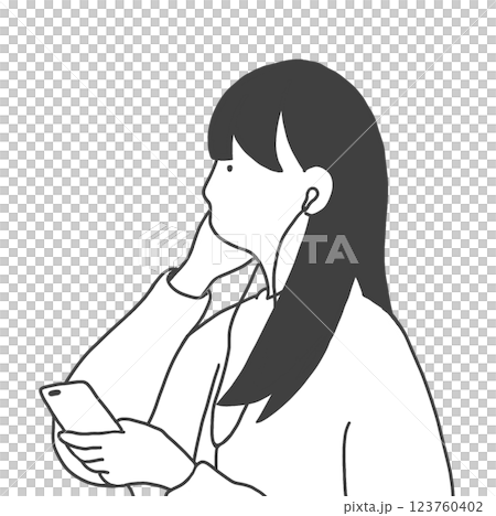 イヤホンで音楽を聴く人 123760402