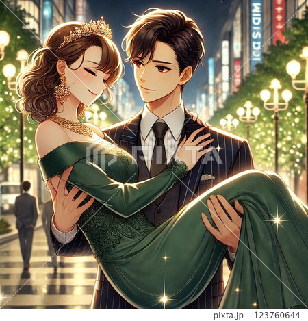 都会の夜の街でデート Generative AIイラスト 都会の夜の街でデート Generative AIイラスト 123760644