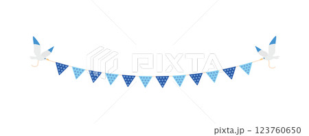 素材-鳥とガーランド2025-7ベク 素材-鳥とガーランド2025-7ベク 123760650