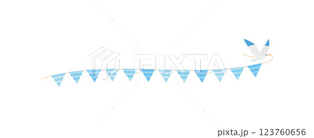 素材-鳥とガーランド2025-10ベク 123760656