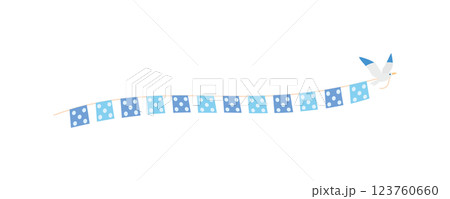 素材-鳥とガーランド2025-12ベク 123760660