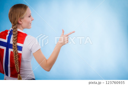 Girl with norwegian flag Girl with norwegian flag 123760935