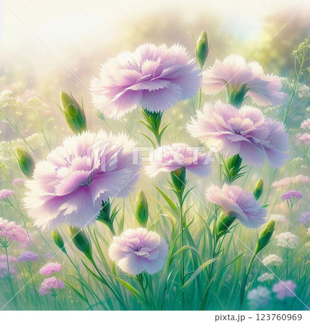 春の日差しに映えるナデシコ 123760969