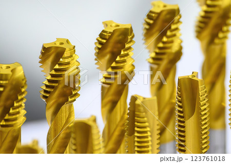 Close up scene the coating tapping tool for CNC machine. 123761018