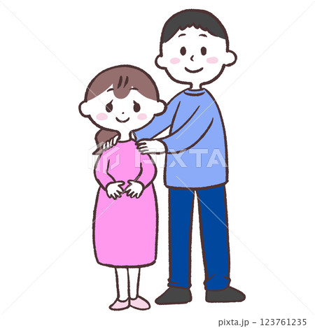 妊婦夫婦イラスト 123761235