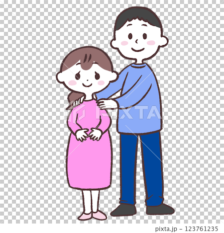 妊婦夫婦イラスト 123761235