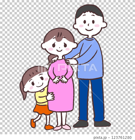 一對夫婦和他們的女兒的插圖 123761280