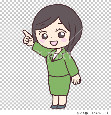 指さす案内の女性イラスト 123761281
