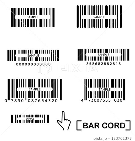 シンプルなバーコードのアイコンセット サンプル画像 シンプルなバーコードのアイコンセット サンプル画像 123761375