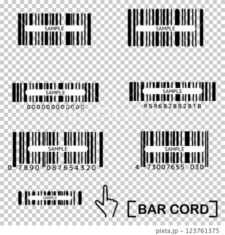 シンプルなバーコードのアイコンセット サンプル画像 シンプルなバーコードのアイコンセット サンプル画像 123761375