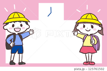 春の小学生フレームイラスト 123761502