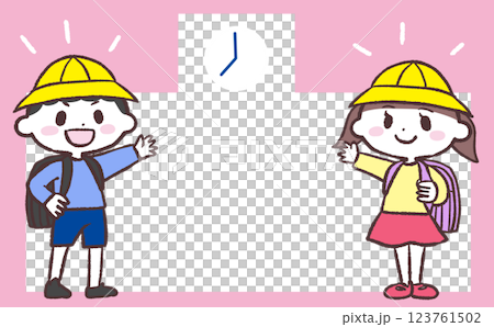 春の小学生フレームイラスト 123761502