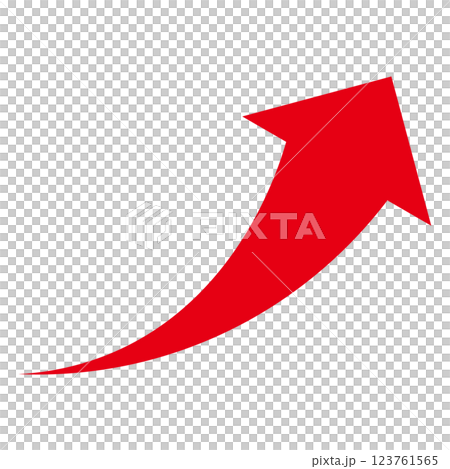 白色背景上向右上升的紅色箭頭的簡單圖示 123761565