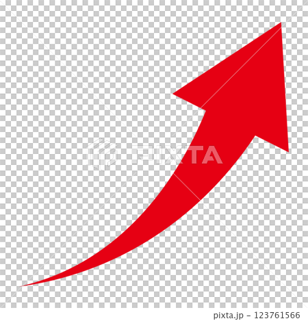 白色背景上向右上升的紅色箭頭的簡單圖示 123761566