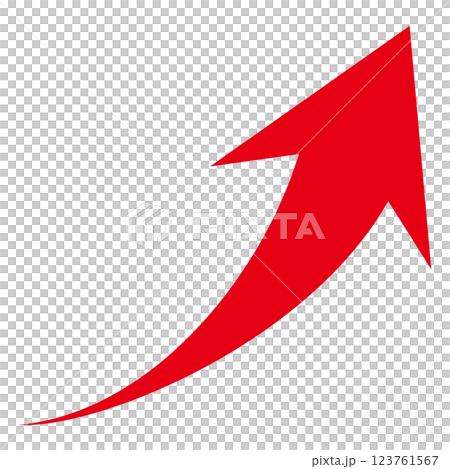 白色背景上向右上升的紅色箭頭的簡單圖示 123761567