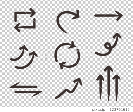 Simple hand-drawn arrow set with pen 123761613