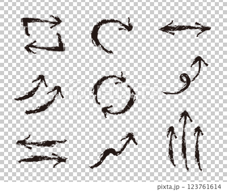 Simple hand-drawn arrow set doodle 123761614