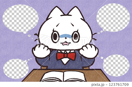 心配事が多い女子猫学生イラスト 心配事が多い女子猫学生イラスト 123761709