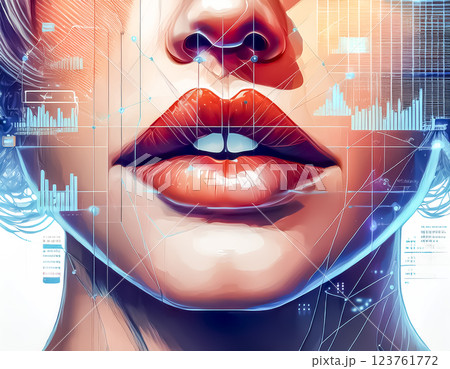 音声データを解析される女性のイラスト素材 123761772