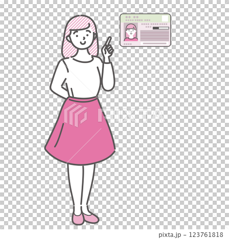 マイナンバーカードについて説明する若い大学生のイラスト　 123761818