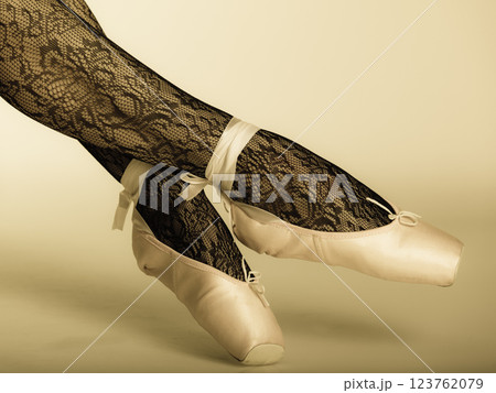 Female legs dancer in ballet shoes Female legs dancer in ballet shoes 123762079