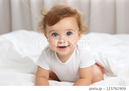 portrait of adorable baby isolated on white background 123762909