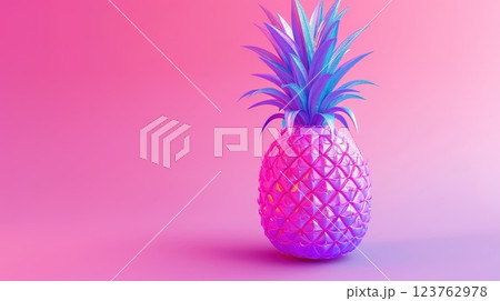 Neon Pineapple on a Vibrant Gradient Background Neon Pineapple on a Vibrant Gradient Background 123762978