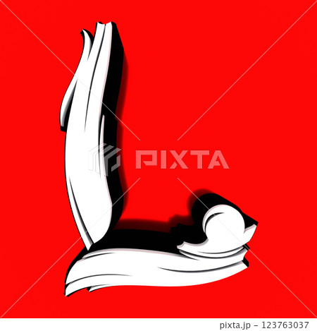 3D rendered illustration. Decorative letter on red background. Low poly art lettering. 3D rendered illustration. Decorative letter on red background. Low poly art lettering. 123763037