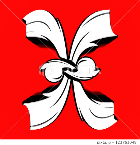 3D rendered illustration. Decorative letter on red background. Low poly art lettering. 123763049