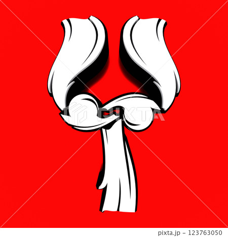 3D rendered illustration. Decorative letter on red background. Low poly art lettering. 123763050