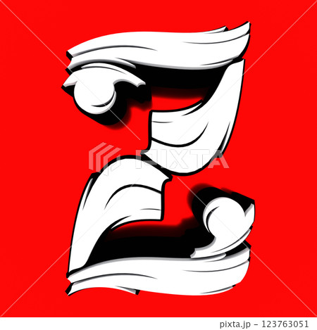 3D rendered illustration. Decorative letter on red background. Low poly art lettering. 123763051
