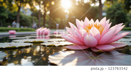 Mandala of Lilies with Soft Pink Tones and Water Reflection Effect A mandala made of lilies, set in soft pink Mandala of Lilies with Soft Pink Tones and Water Reflection Effect A mandala made of lilies, set in soft pink 123763542