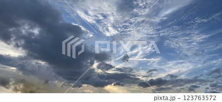 Weather background. Windy day. Blue sky and dark clouds Weather background. Windy day. Blue sky and dark clouds 123763572