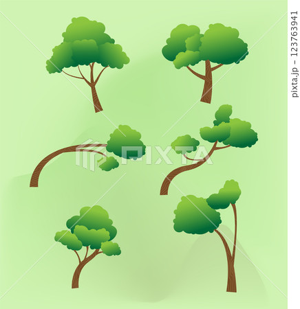 Tree Pack Illustration Various Green Trees Collection Tree Pack Illustration Various Green Trees Collection 123763941