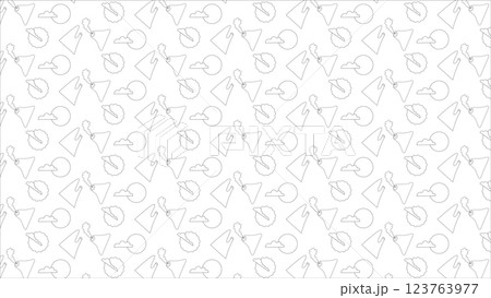 Seamless Nature Line Art Pattern Mountains, Volcano, Clouds, and Sun 123763977
