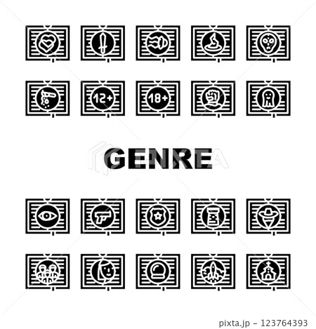 Literary Genre Categories Classes Icons Set Vector 123764393