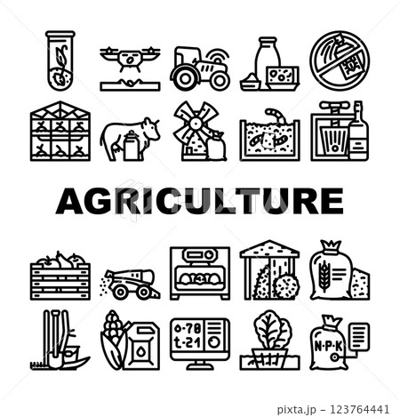 Agriculture Farmland Business Icons Set Vector 123764441