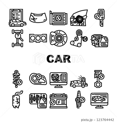 Car Service Technical Maintenance Icons Set Vector 123764442