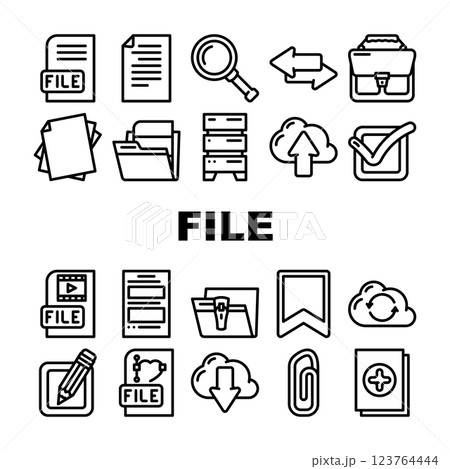 File Computer Digital Document Icons Set Vector File Computer Digital Document Icons Set Vector 123764444