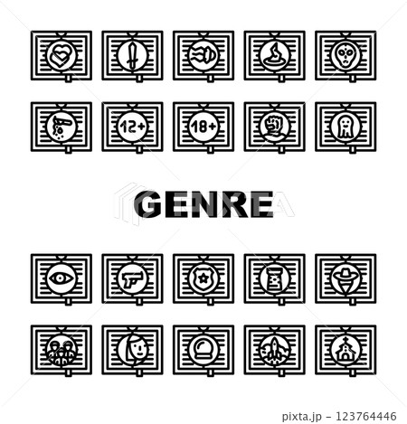 Literary Genre Categories Classes Icons Set Vector Literary Genre Categories Classes Icons Set Vector 123764446