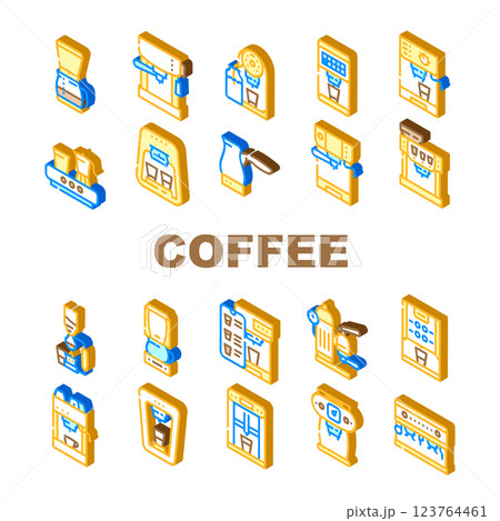 Coffee Machine Barista Equipment Icons Set Vector Coffee Machine Barista Equipment Icons Set Vector 123764461