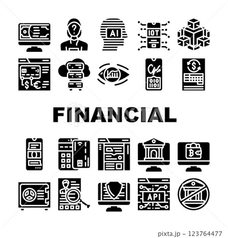 Financial Technology And Software Icons Set Vector 123764477