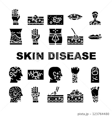 Skin Disease Human Health Problem Icons Set Vector 123764480