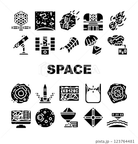 Space Researchment Equipment Icons Set Vector Space Researchment Equipment Icons Set Vector 123764481