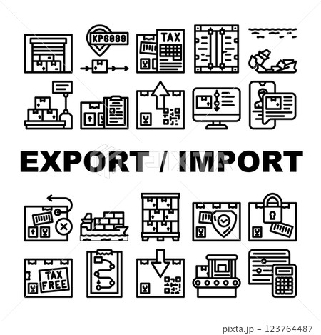 Export And Import Transportation Icons Set Vector 123764487